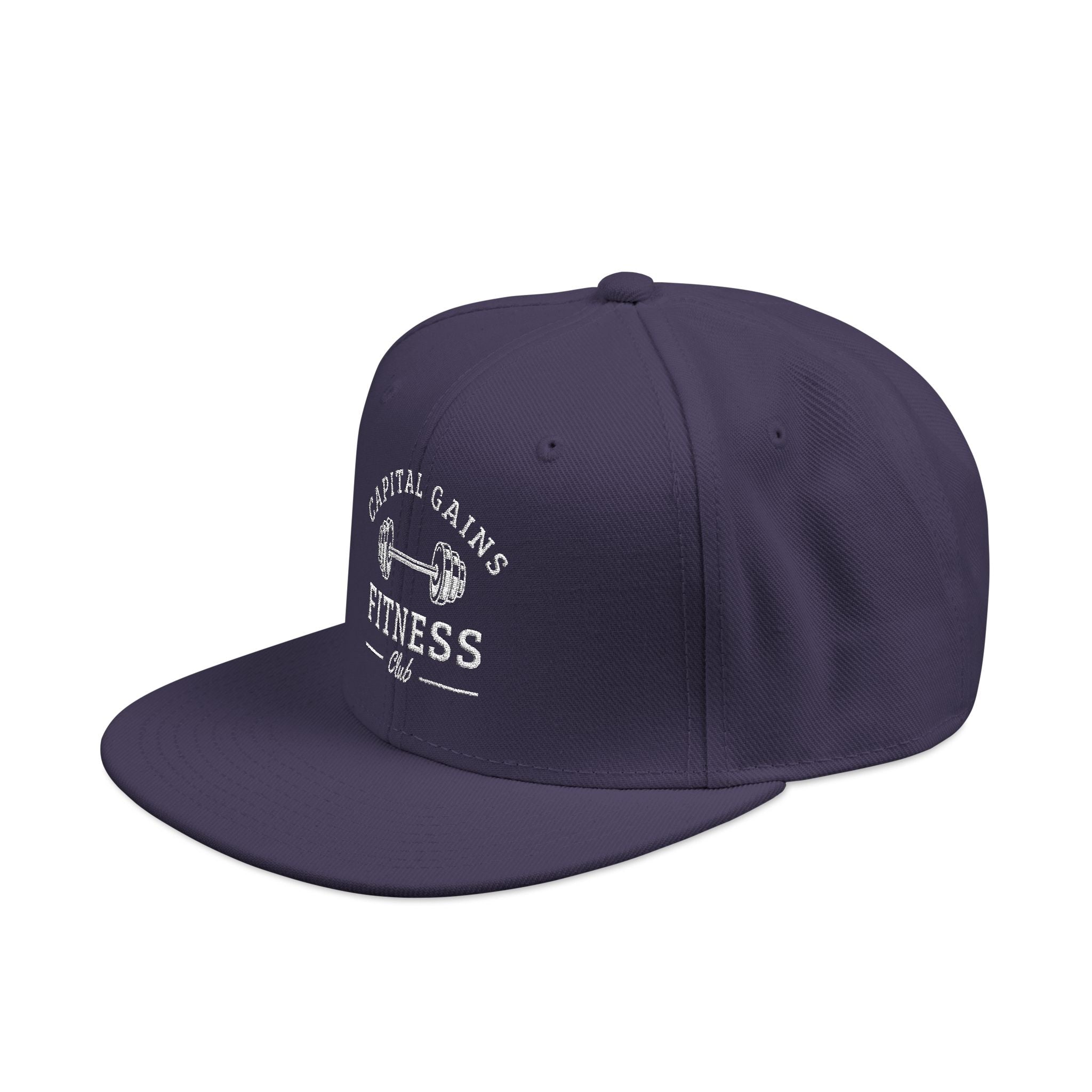 Capital Gains Club — Embroidered Fitness Snapback Hat — Vintage ‘Fitness’ Logo Cap