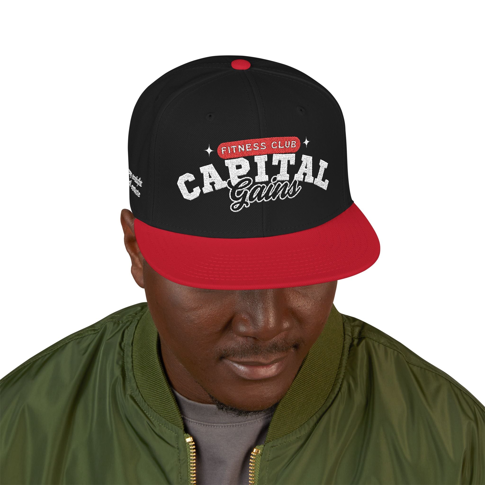 Capital Gains Club Snapback Hat — Red & Black Embroidered 'Royal Metal Classics' Streetwear Cap