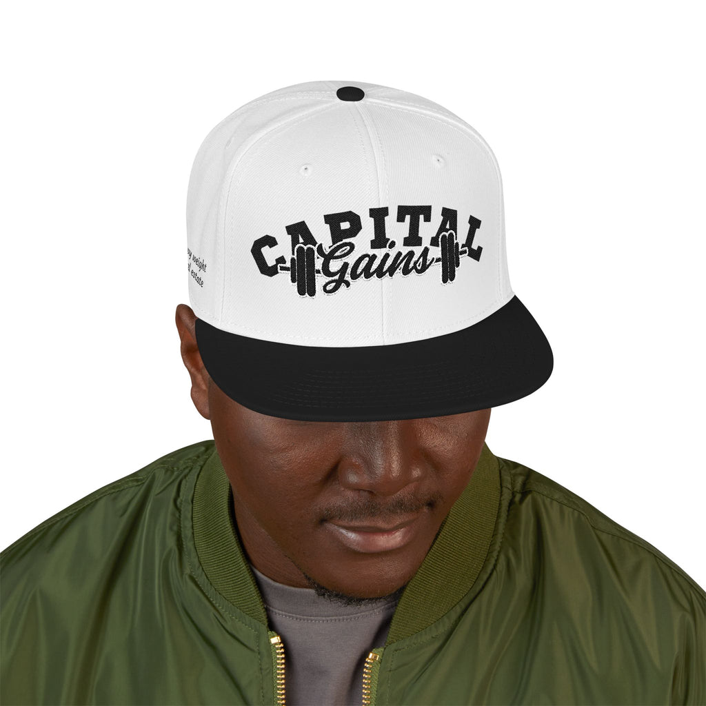 Embroidered Snapback Hat — 'Capital' Barbell Logo Streetwear Cap