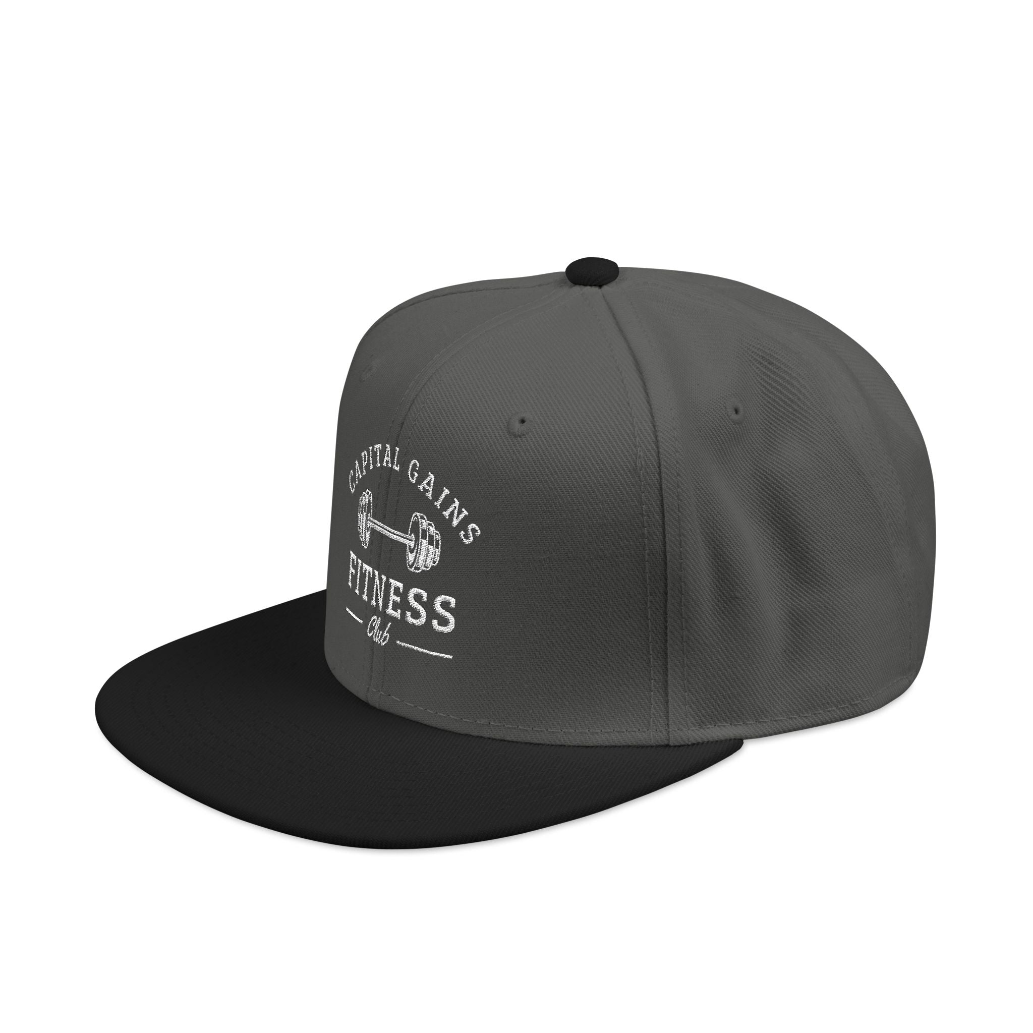 Capital Gains Club — Embroidered Fitness Snapback Hat — Vintage ‘Fitness’ Logo Cap