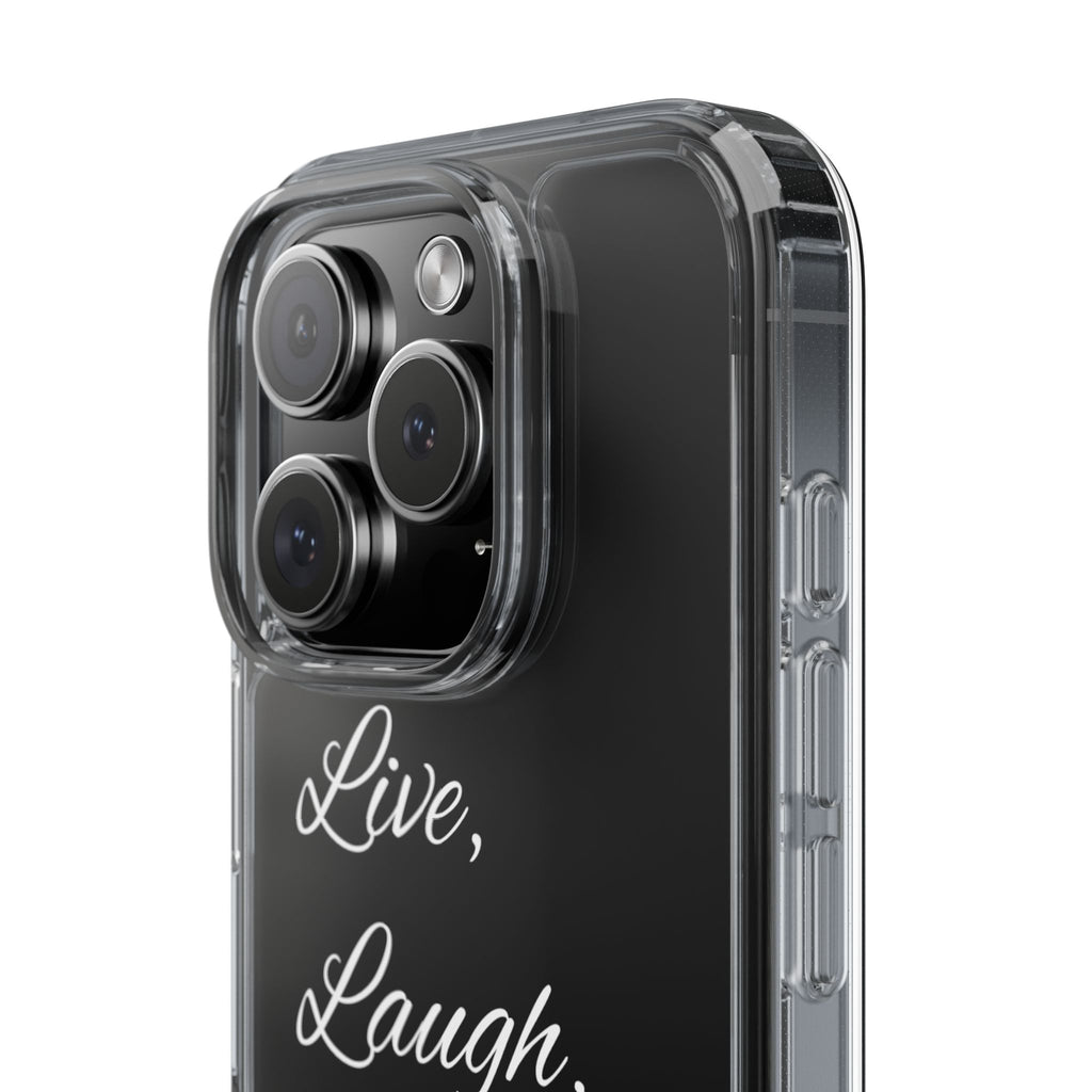 Clear Phone Case — “Live, Laugh, Leverage” Script Clear iPhone Case
