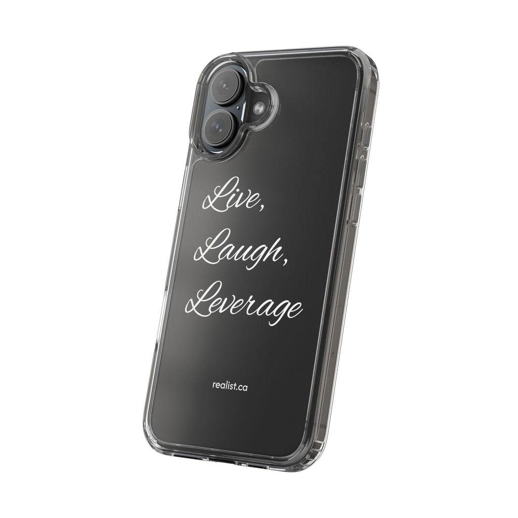 Clear Phone Case — “Live, Laugh, Leverage” Script Clear iPhone Case