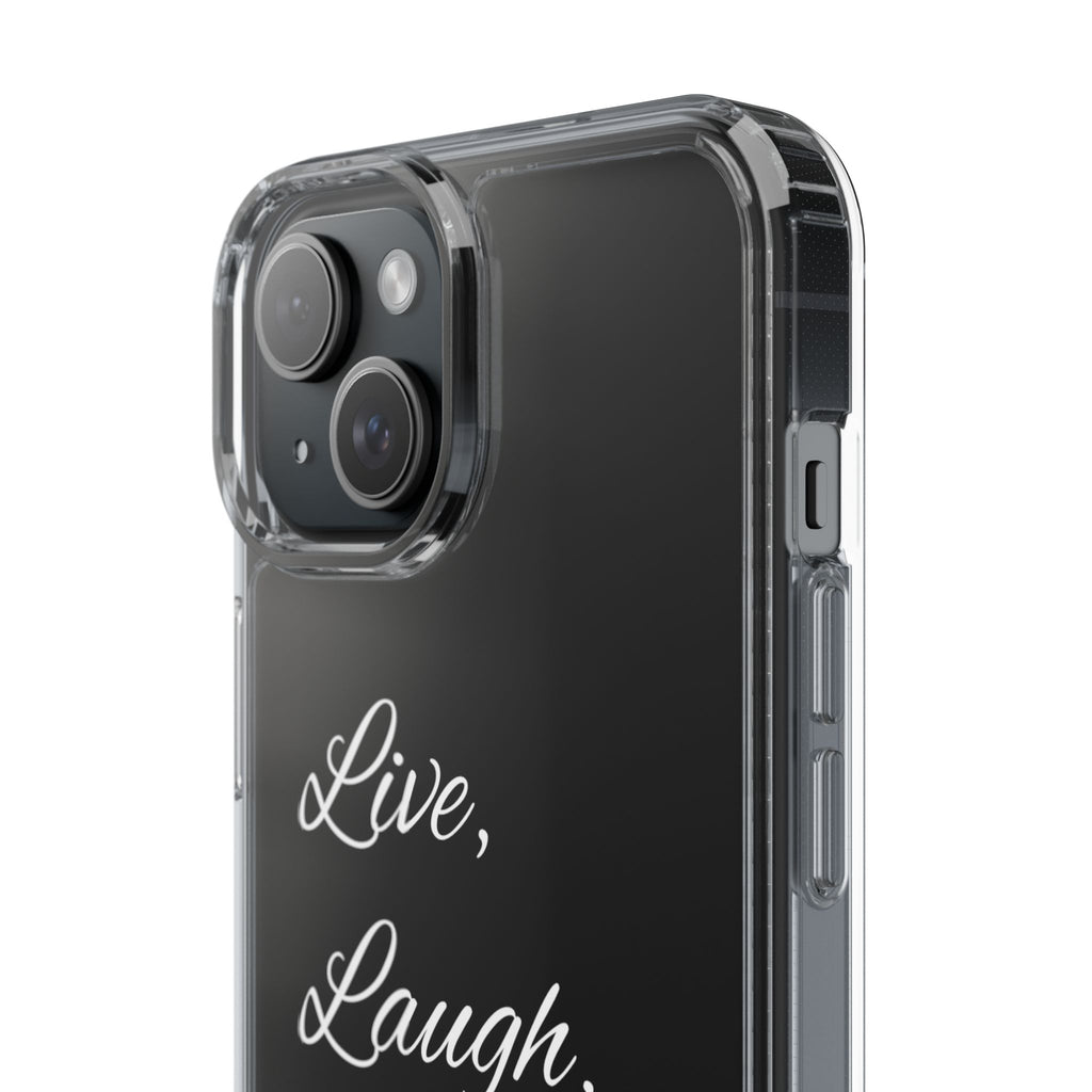 Clear Phone Case — “Live, Laugh, Leverage” Script Clear iPhone Case