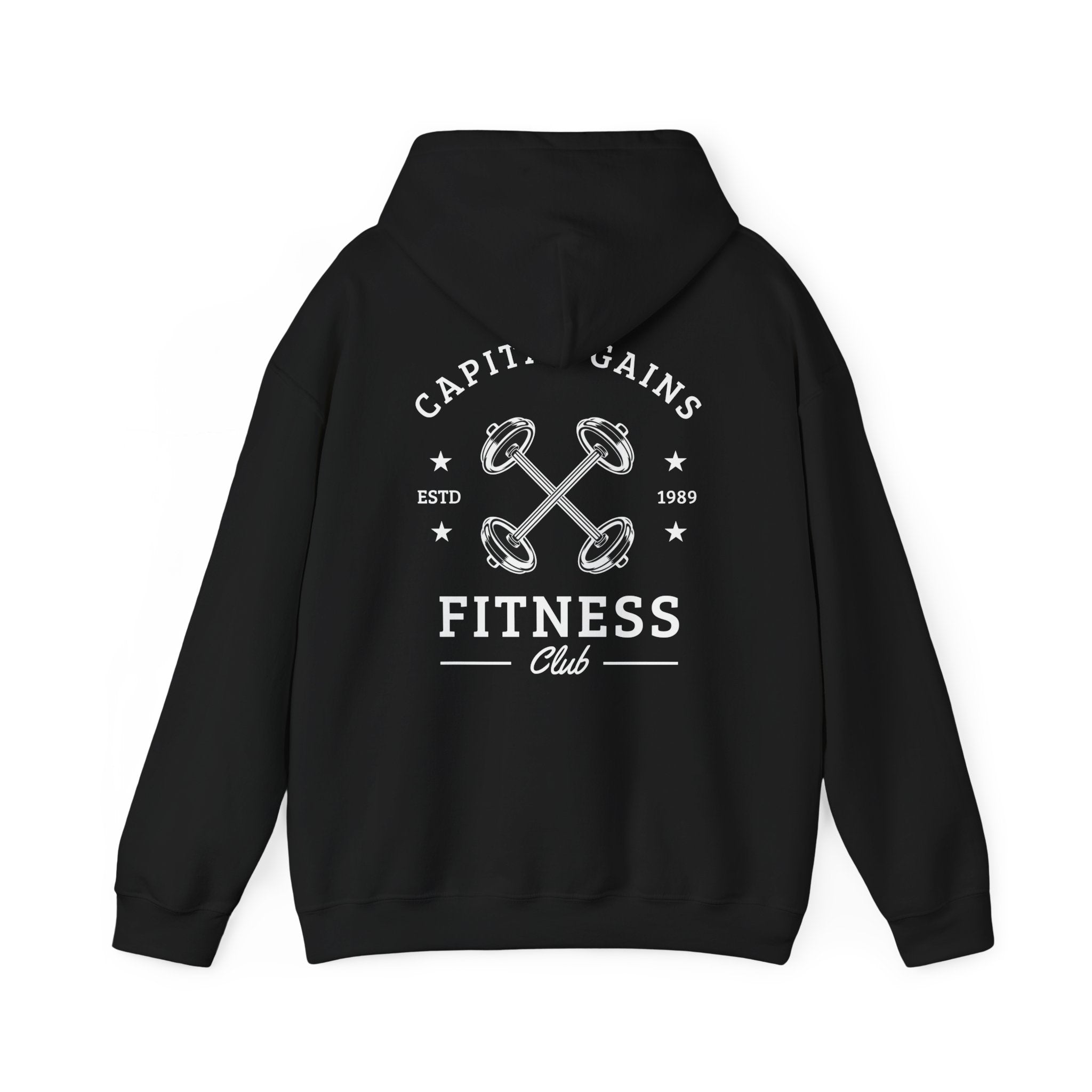 Barbell Cross Hoodie — Minimal Gym Weightlifting Sweatshirt
