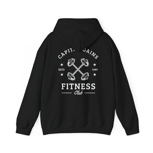 Barbell Cross Hoodie — Minimal Gym Weightlifting Sweatshirt
