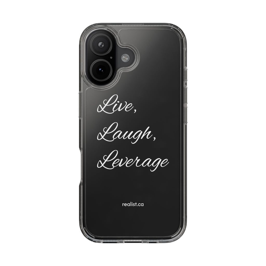 Clear Phone Case — “Live, Laugh, Leverage” Script Clear iPhone Case