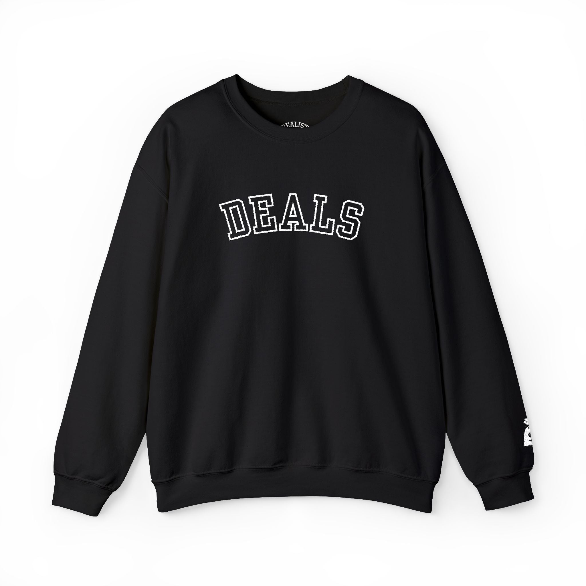 DEALS Crewneck Sweatshirt — Vintage Collegiate Black Pullover