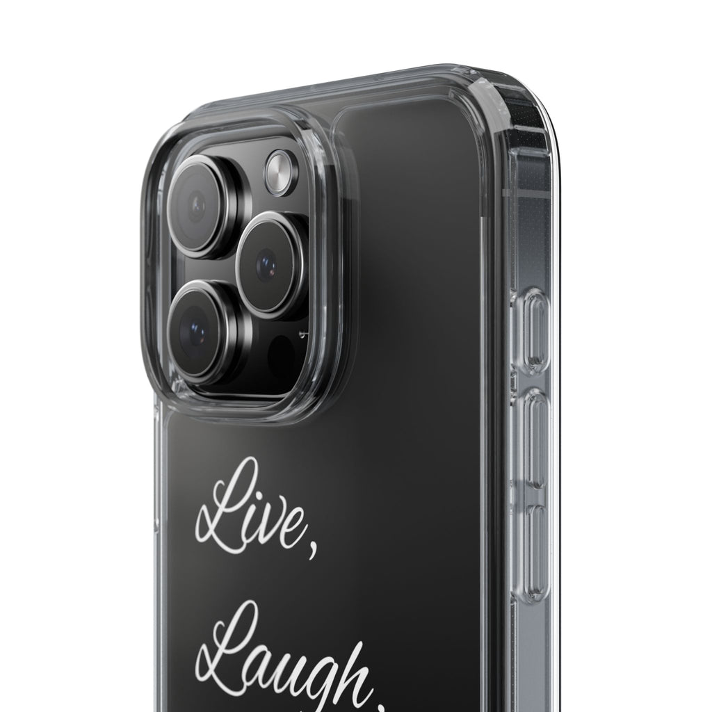 Clear Phone Case — “Live, Laugh, Leverage” Script Clear iPhone Case