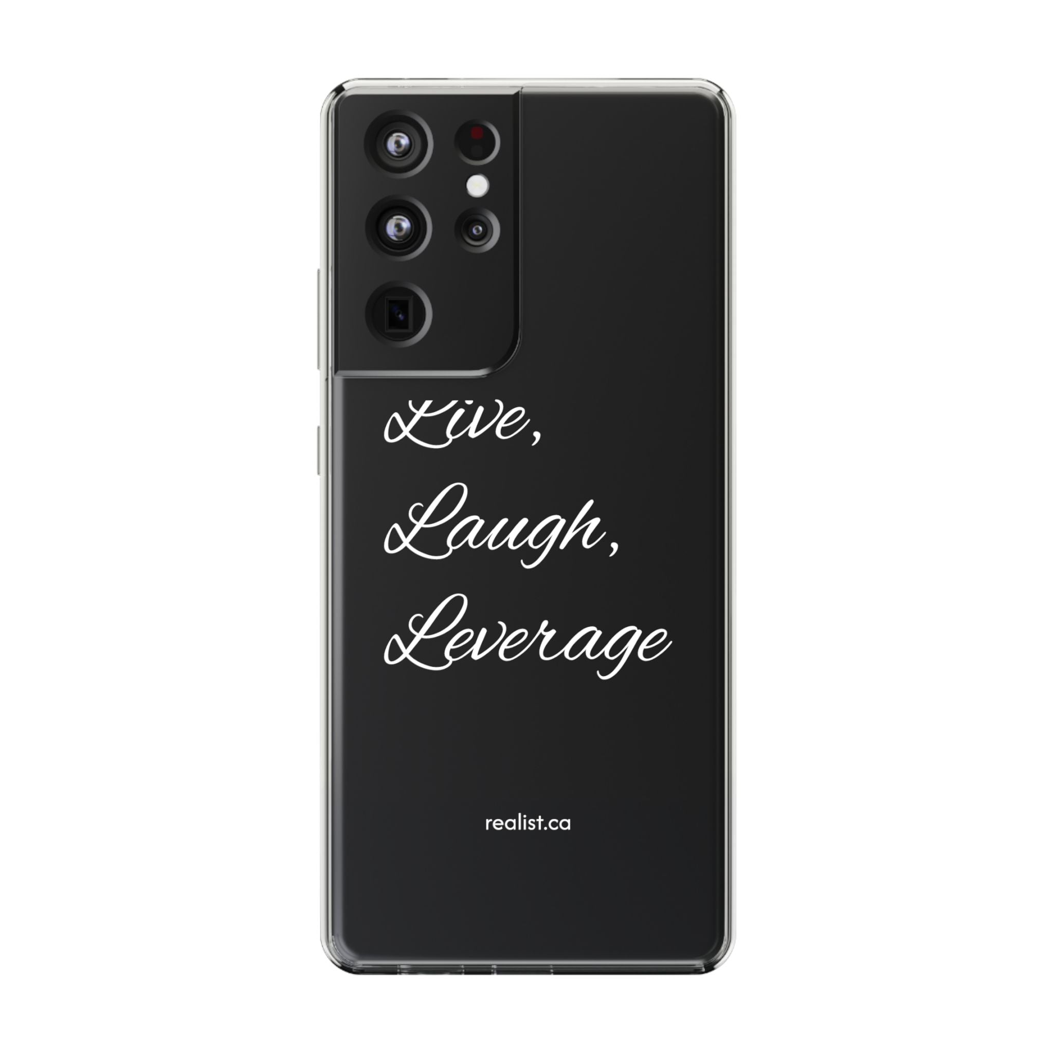 Clear Phone Case — “Live, Laugh, Leverage” Script Clear iPhone Case