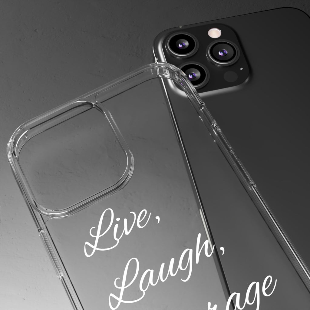 Clear Phone Case — “Live, Laugh, Leverage” Script Clear iPhone Case