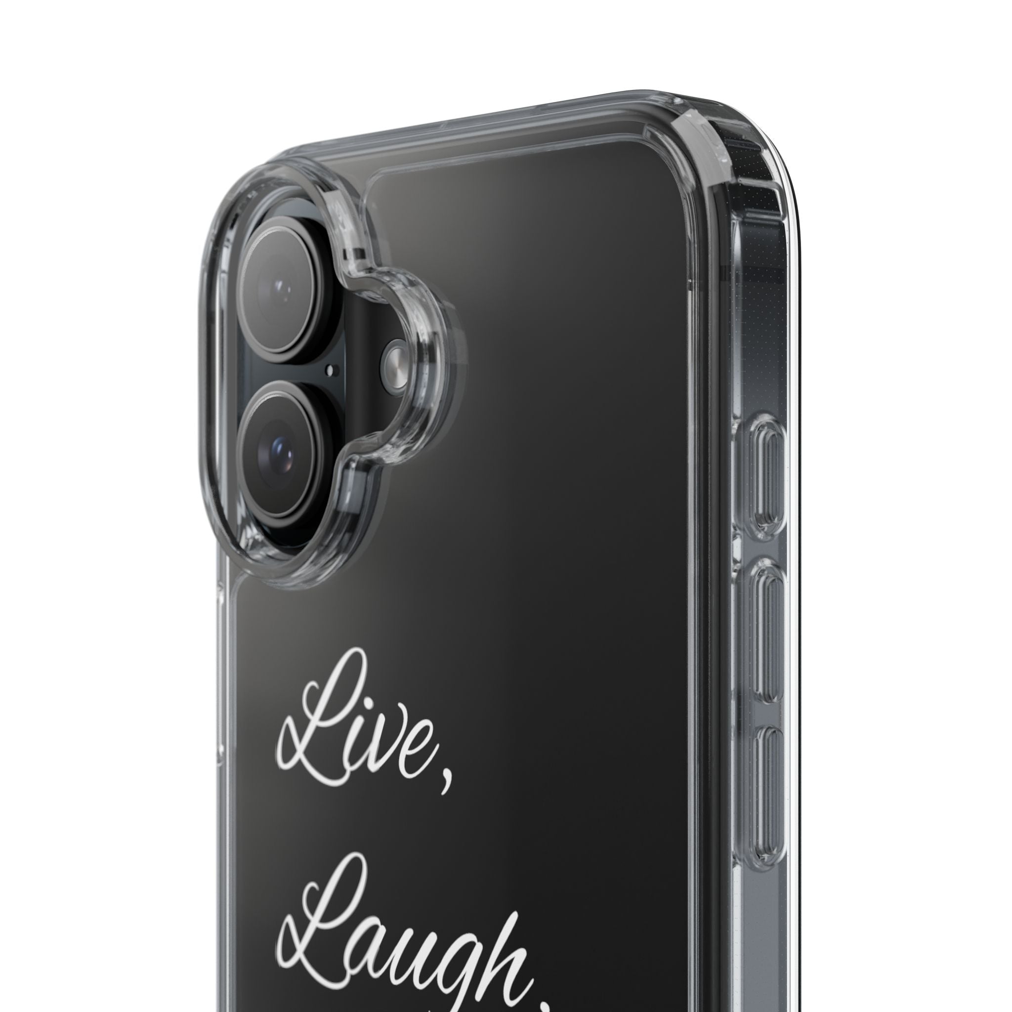 Clear Phone Case — “Live, Laugh, Leverage” Script Clear iPhone Case