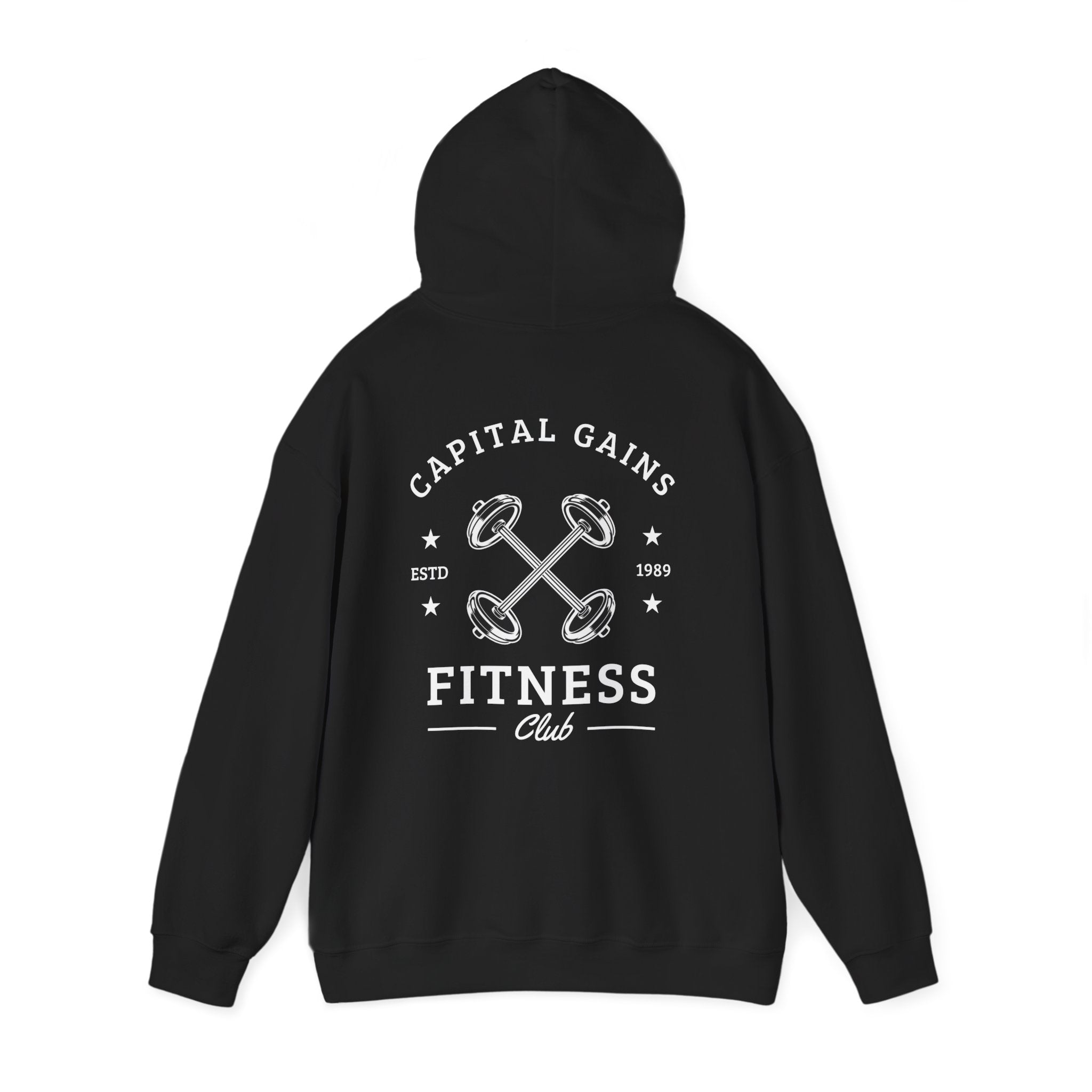Barbell Cross Hoodie — Minimal Gym Weightlifting Sweatshirt