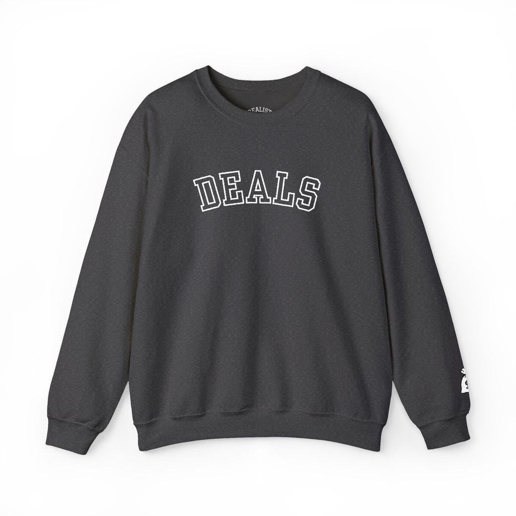 DEALS Crewneck Sweatshirt — Vintage Collegiate Black Pullover