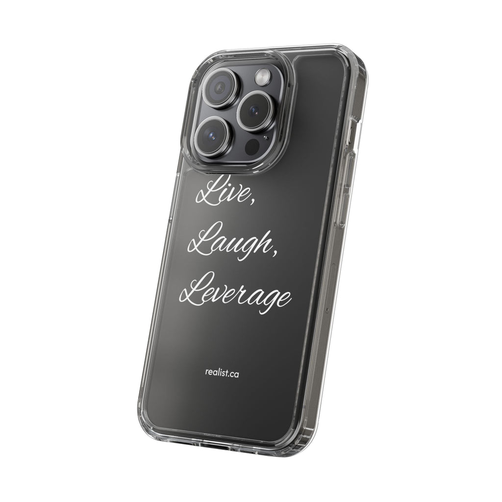 Clear Phone Case — “Live, Laugh, Leverage” Script Clear iPhone Case