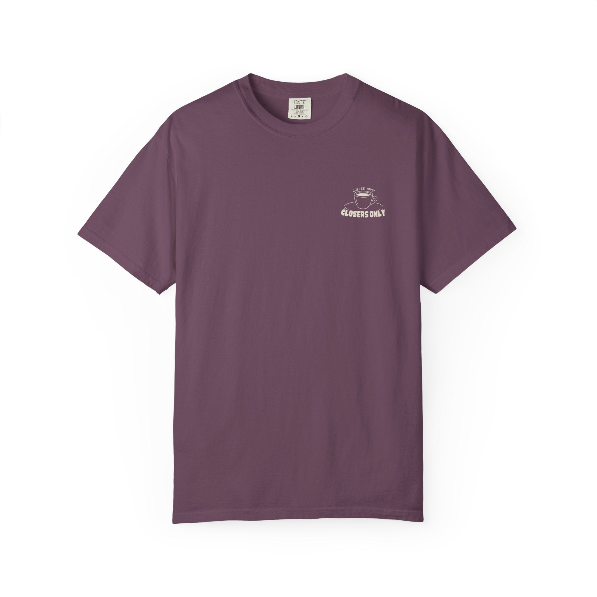 Closers Only Club T-Shirt — Premium Coffee Shop Tee (Back Graphic)