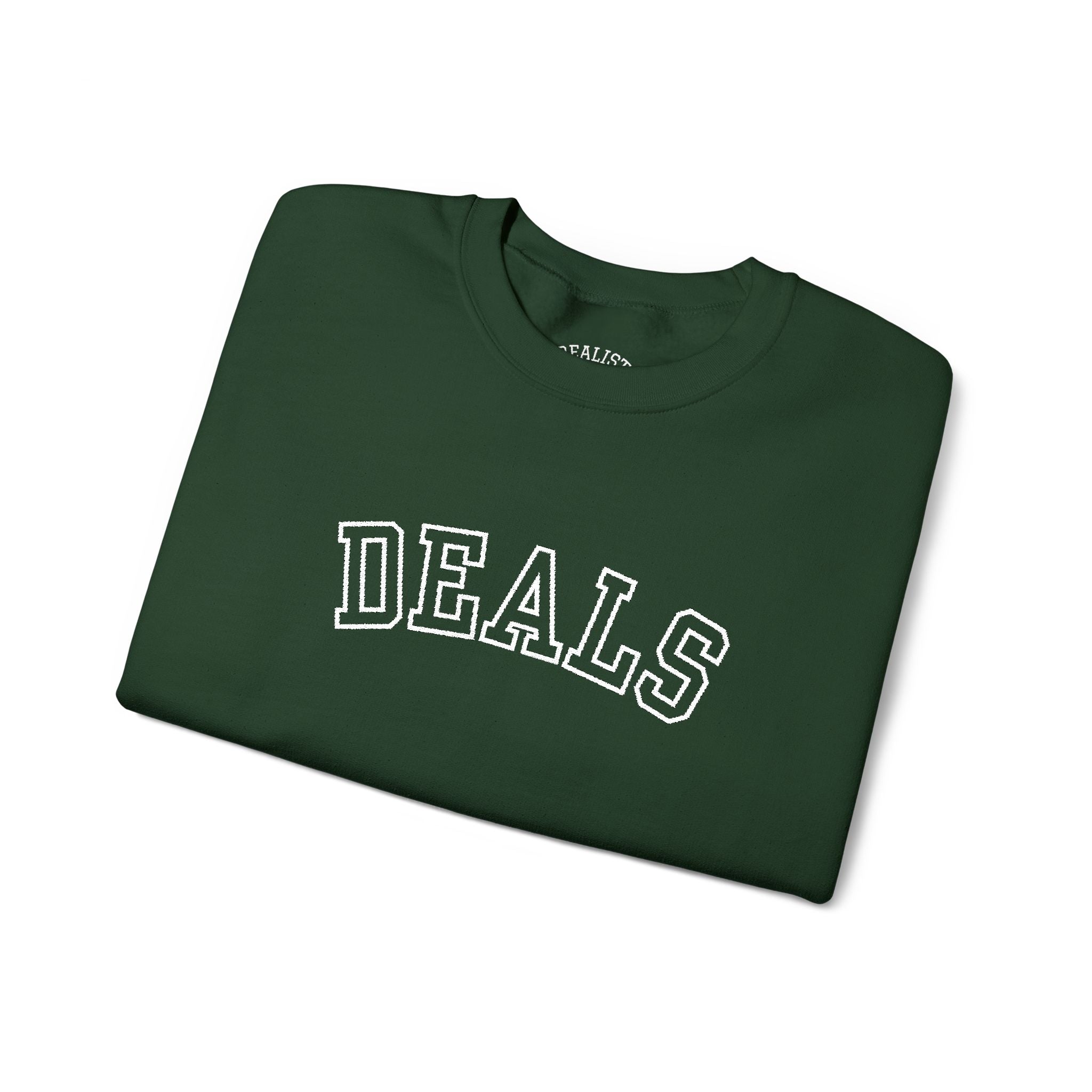 DEALS Crewneck Sweatshirt — Vintage Collegiate Black Pullover