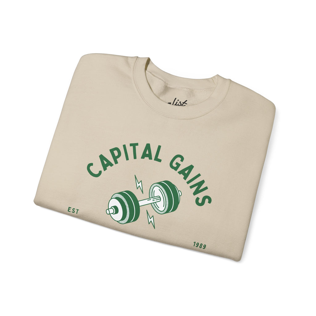 Lifting Club Crewneck Sweatshirt — "Capital Gains" Weightlifting Gym Pullover