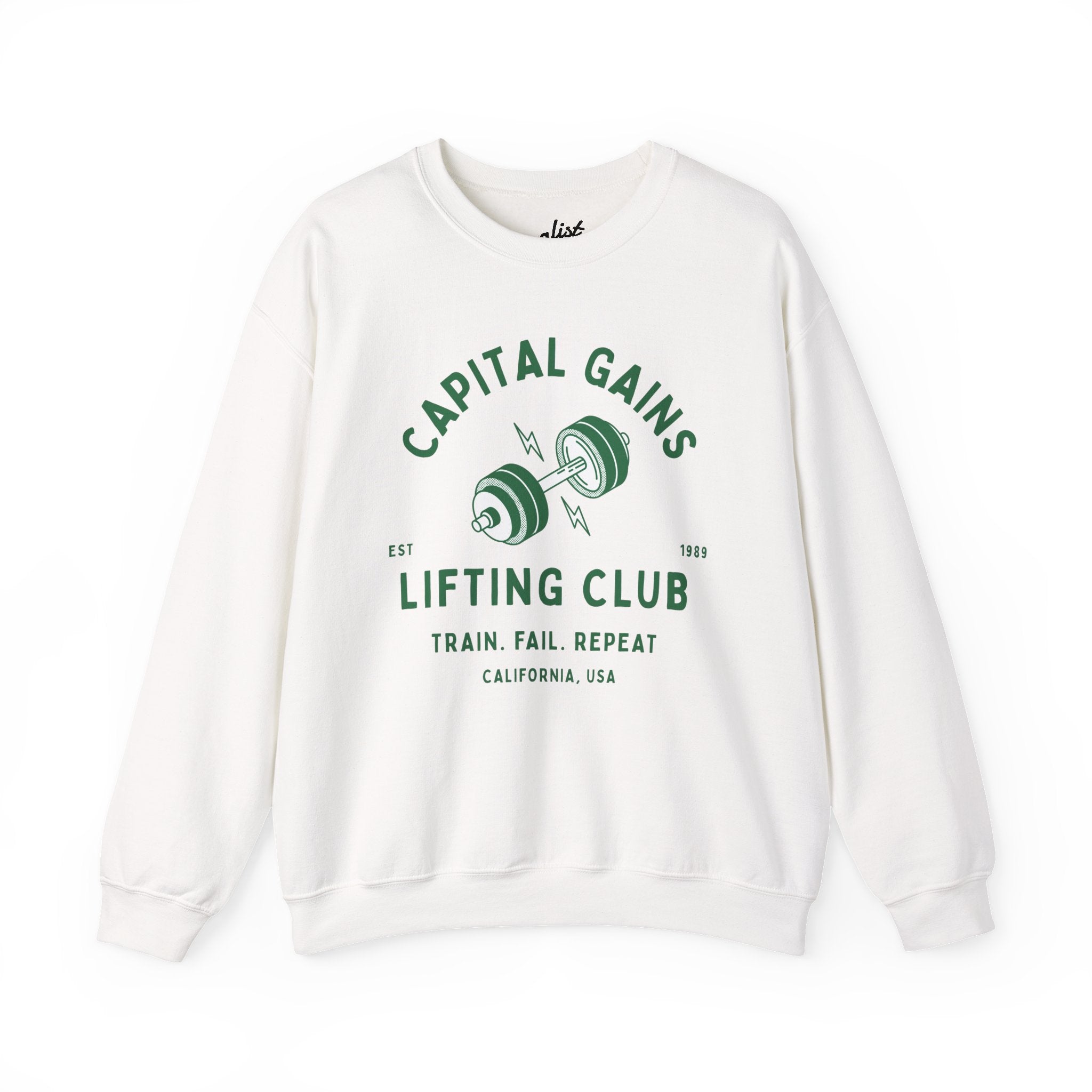 Lifting Club Crewneck Sweatshirt — "Capital Gains" Weightlifting Gym Pullover