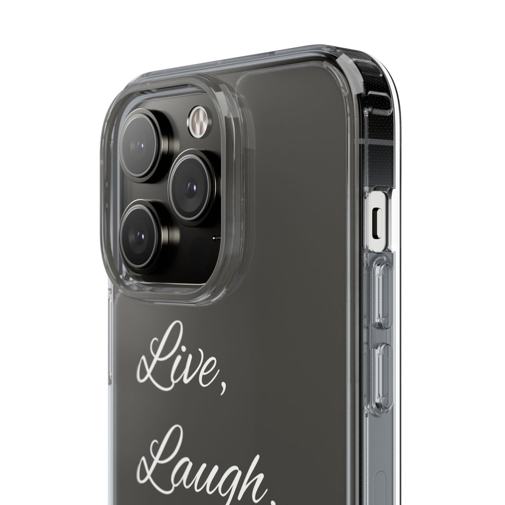 Clear Phone Case — “Live, Laugh, Leverage” Script Clear iPhone Case